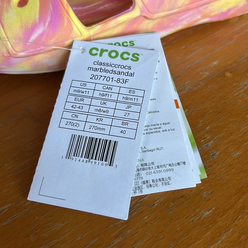 CROCS Classic Marbled Sandals Size Men 9 Women’s 11 - Picture 5 of 5
